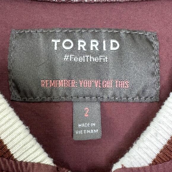 Torrid Bomber Jacket Womens 2X Varsity Striped Full Zip Pockets Cotton Blend - Picture 5 of 11